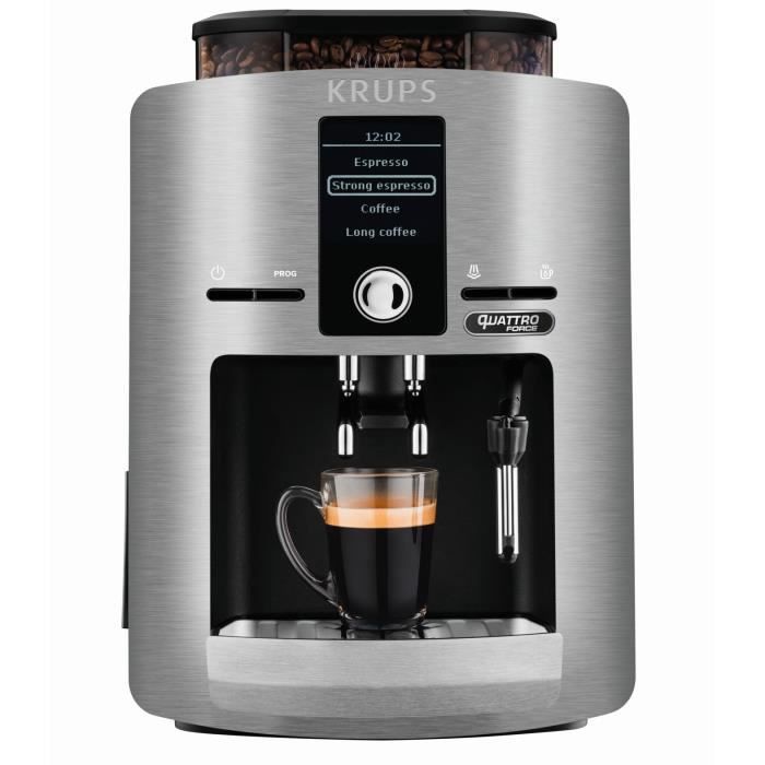 KRUPS YY3069FD Machine à café automatique avec broyeur à grains Espresseria  avec pot à lait - Ecran LCD - Pression 15 bars - Grise - eMALLYSTORE