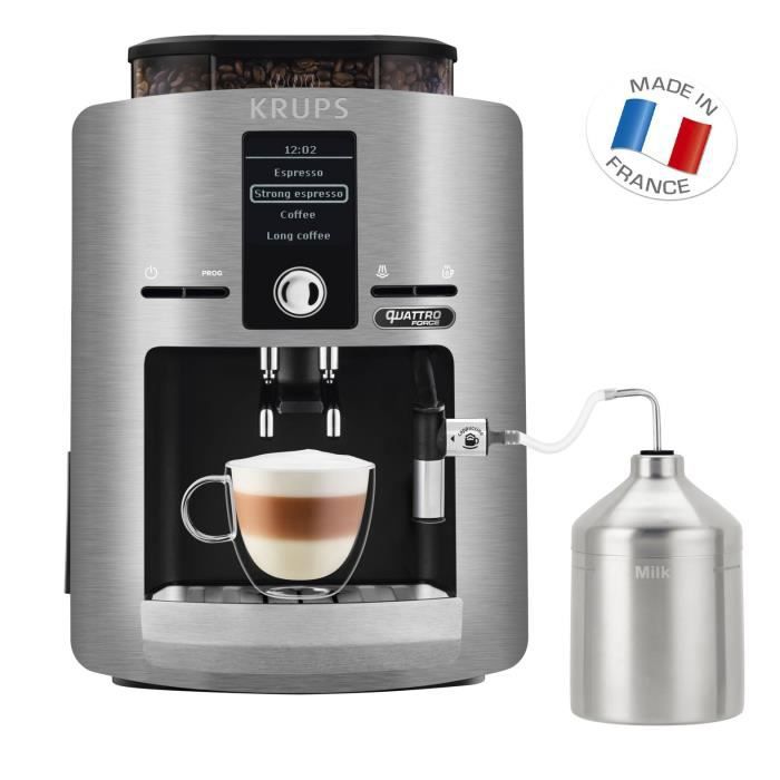 KRUPS YY3069FD Machine à café automatique avec broyeur à grains Espresseria  avec pot à lait - Ecran LCD - Pression 15 bars - Grise - eMALLYSTORE